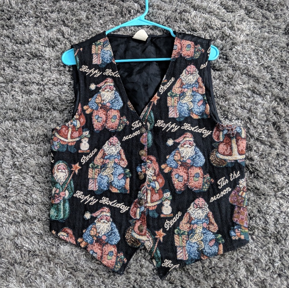 ❌ Vintage festive tapestry Santa vest 🎅 - Picture 1 of 4